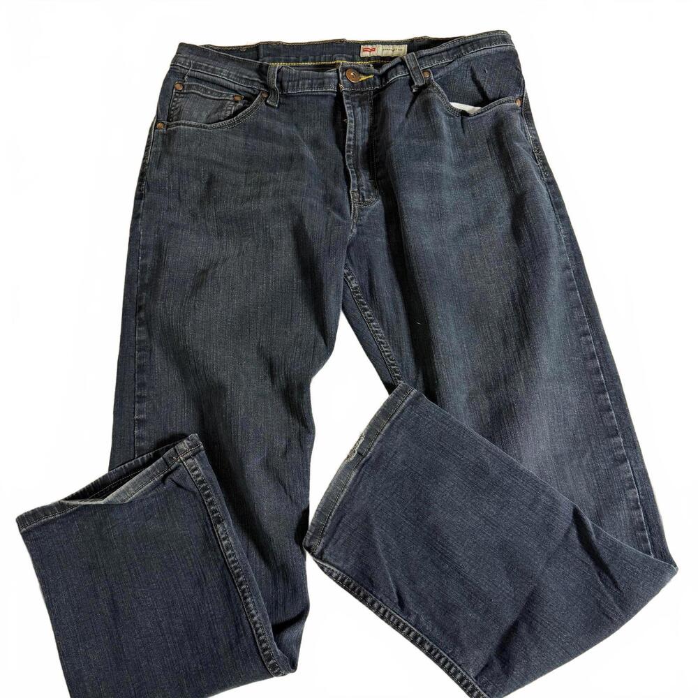 WRANGLER Men's 34 x 29 Dark Blue‎ Denim Straight Jeans